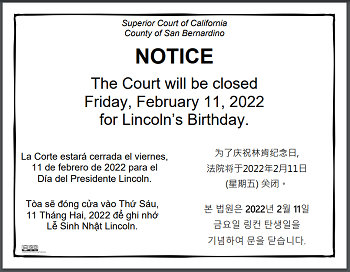 Closed Friday, February 11, 2022