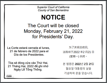 Closed Monday, February 21, 2022
