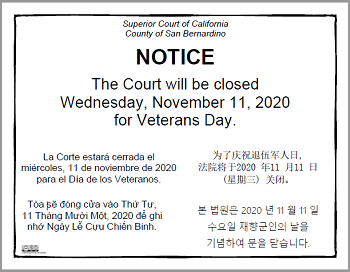 Closed Wednesday, November 11, 2020