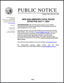 New and Amended Local Rules Effective July 1, 2022