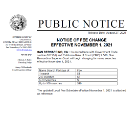 Notice of Fee Changes Effective November 1, 2021